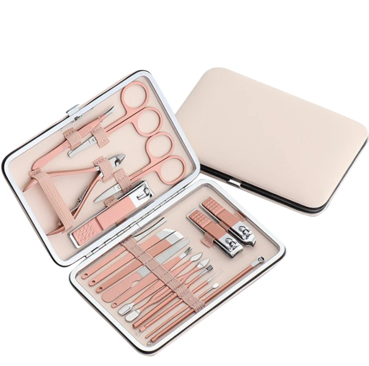 

18 pieces rose gold stainless steel nail tools manicure pedicure set nail clipper set, Customer option