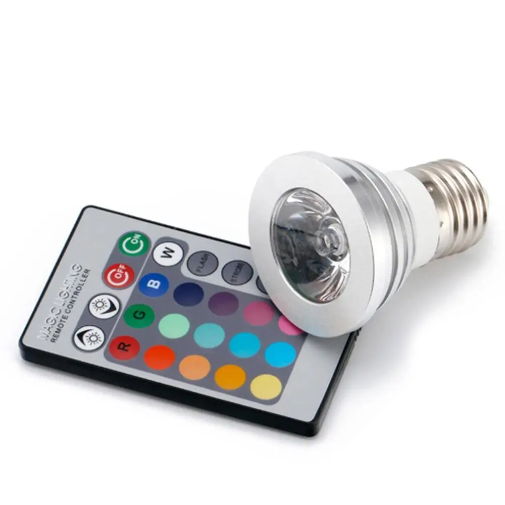 3W MR16 Colorful Flashing RGB Magic LED Spotlight with 24Key Remote Controller