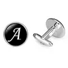Hot sale A-Z letter time gem French cuff links men's shirt cuff links