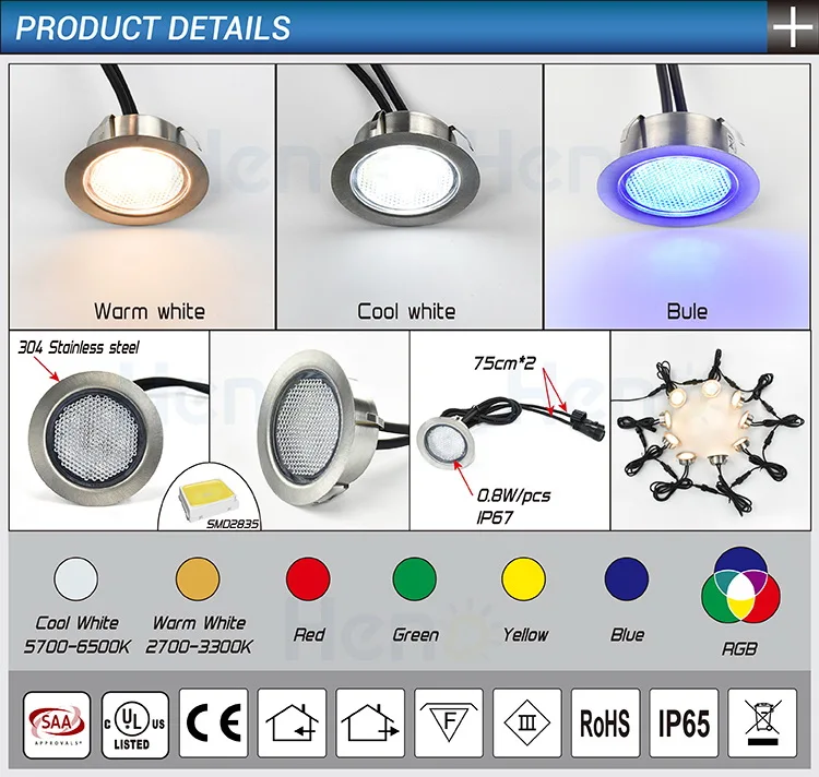 60mm 304 Stainless Steel Boat Deck Light Dc12 Low Voltage Waterproof