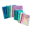 3-ring Rainbow Binder Covers Colorful Clear Soft PVC Round Ring Binder Cover Protector Snap Button Closure Loose Leaf Folder