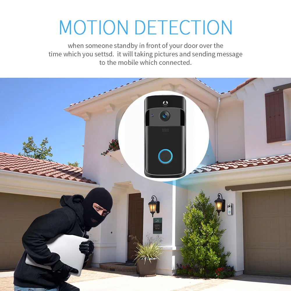 2019 Christmas new product wifi smart doorbell camera 1280*720 with 6pcs night light led have PIR M4 wifi doorbell