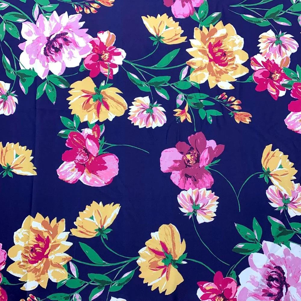 数码印花仿真丝绸缎雪纺哑光光泽涤纶面料女装面料