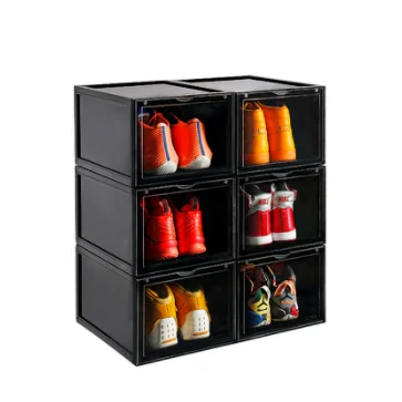 Online order clear black acrylic drop front shoe storage box