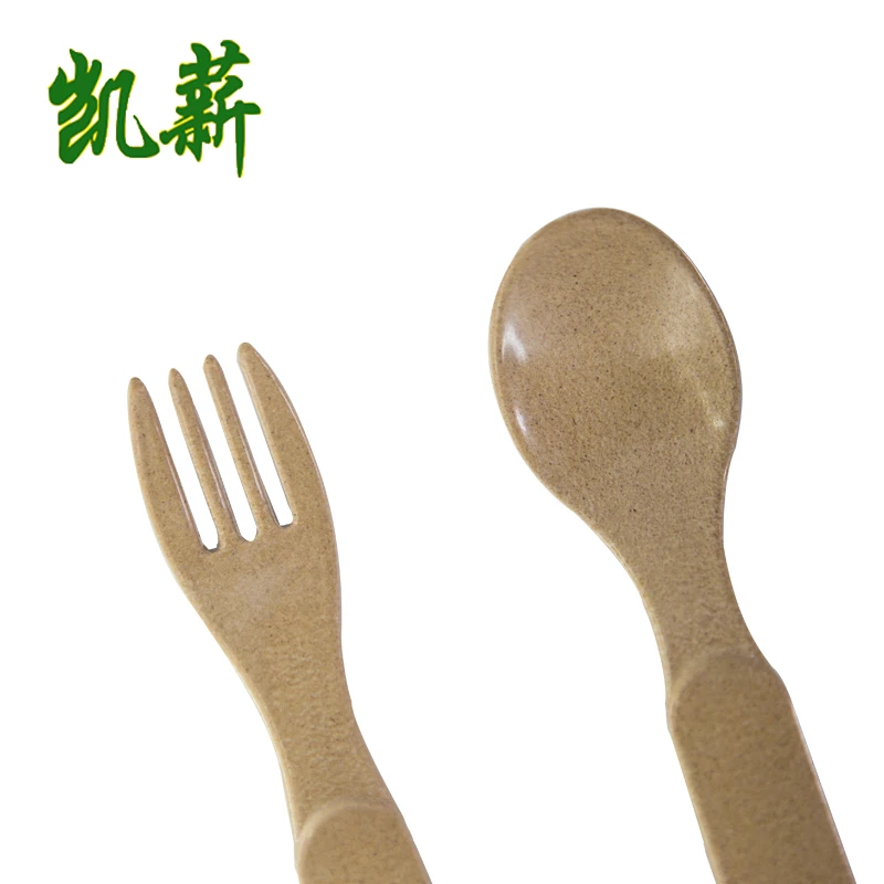 

Free shipping eco friendly rice husk baby ice cream spoon and fork cultery set