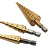3Pcs Steel Titanium Step Drill Bits 3-12/4-12/4-20mm Step Cone Cutting Tools Wood Metal Drilling Set