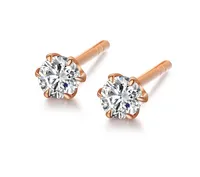 

18K Pure Rose Gold Round Diamond Stud Earring for Women