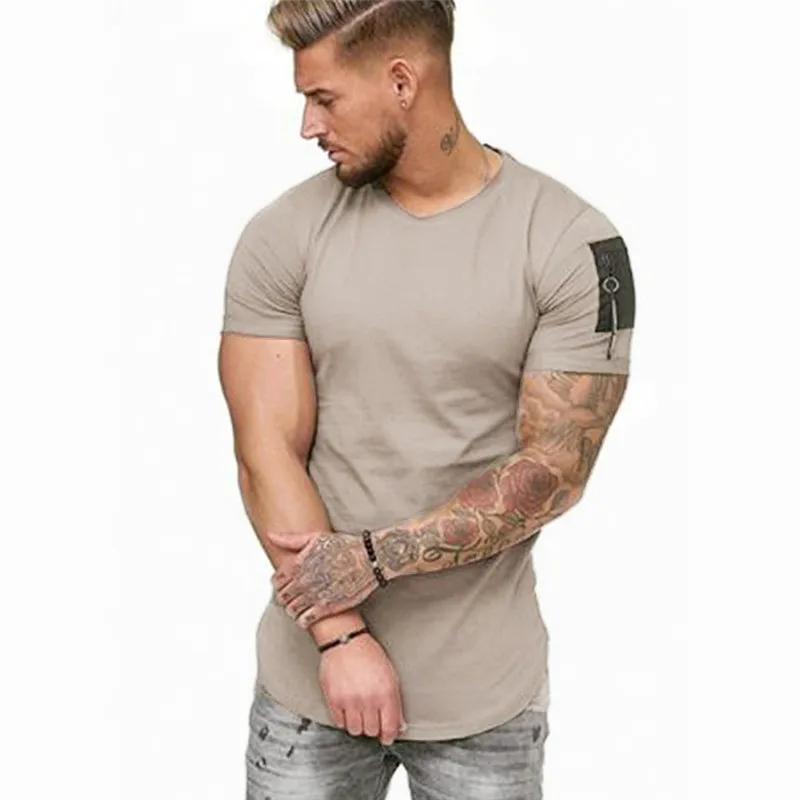 Color Basic Bulk Cheap Zipper Custom Tee Shirt
