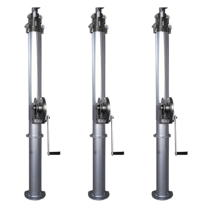 low voice winch crank manual telescopic mast for lightning rod, View