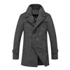 Custom wholesale autumn winter double breasted men's tweed woolen trench jacket coat