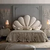 Factory direct sales bedroom furniture fan-shaped shell european solid wood bed set