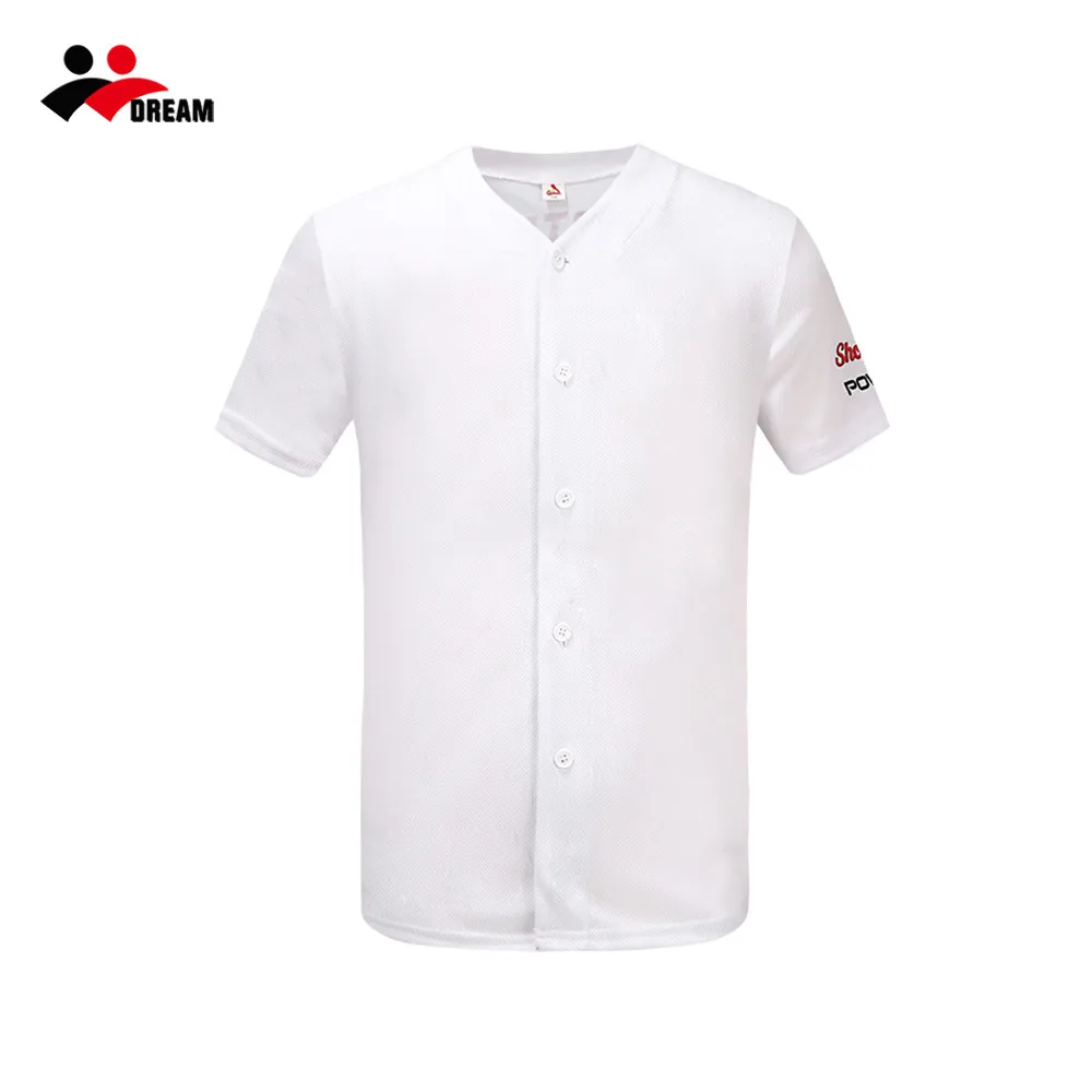 Polyester White V-neck Baseball Jersey 