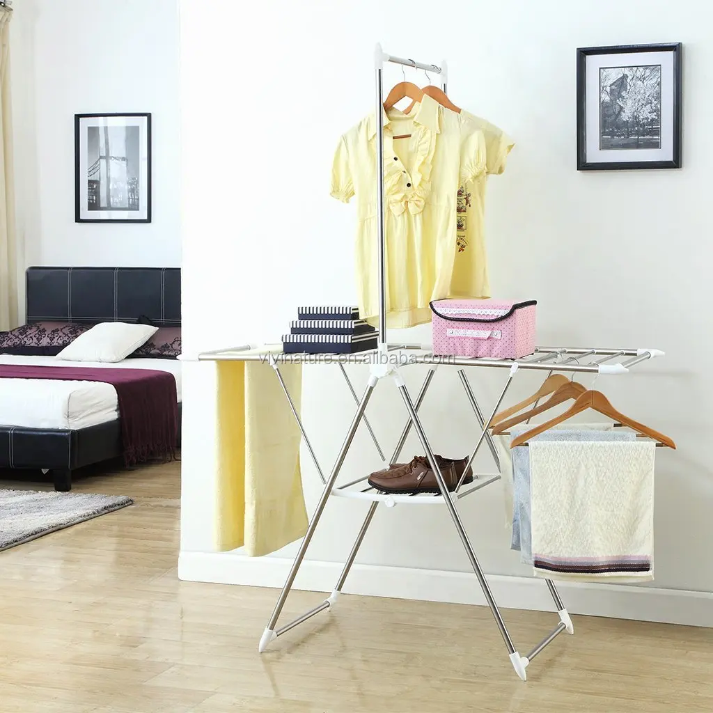 Heavy Duty Folding Clothes Drying Rack Top Hanging Bar Buy Clothes