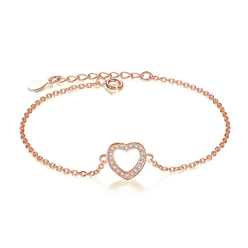 

Luxury Rose Gold Color Heart Charm Bracelet for Women 925 Sterling Silver Bracelet