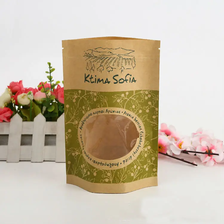 
Recyclable kraft paper zipper seal food packaging bags 