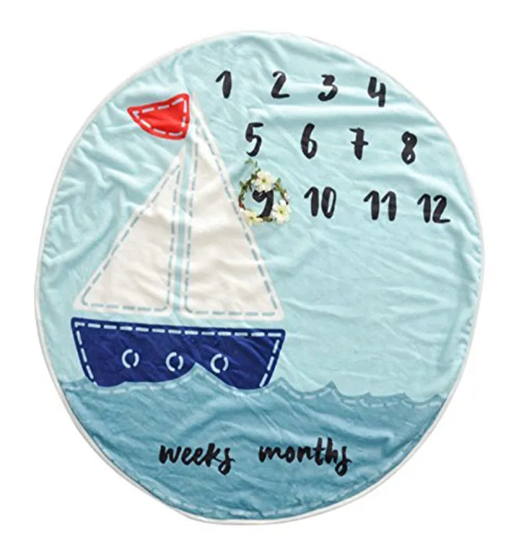 

Round Newborn Baby Milestone Monthly Blanket Premium Quality Plush Fleece Photographe Shower Gift