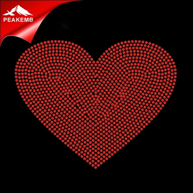 

Bling Red Heart Rhinestone Stickers iron on cloths, 8.0wx6.5"h