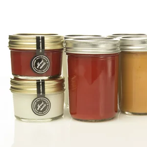 Image of 4oz 8oz sealed glass jam jar with screw lid ,recycled glass storage jar