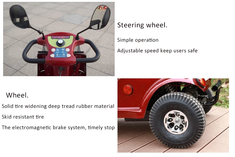 Safe Comfortable Outdoor 4 Wheels Electric Disabled Person Mobility Scooter for Elders