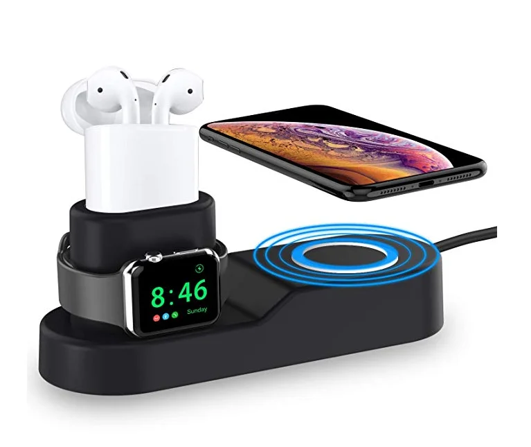 

Portable Smart Watch 4 IN 1 Fast Wireless Charger 10W Fast Charging Pad Dock Stand Compatible For Apple Iphone XS