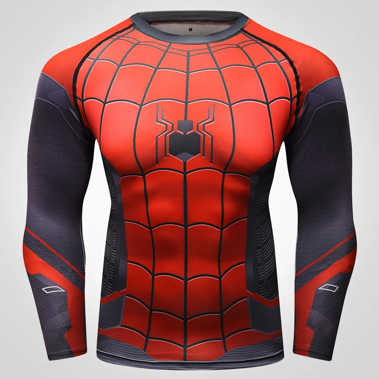 

Newest Spiderman Compression Shirts Mens Quick Dry Muscle Training Sportswear