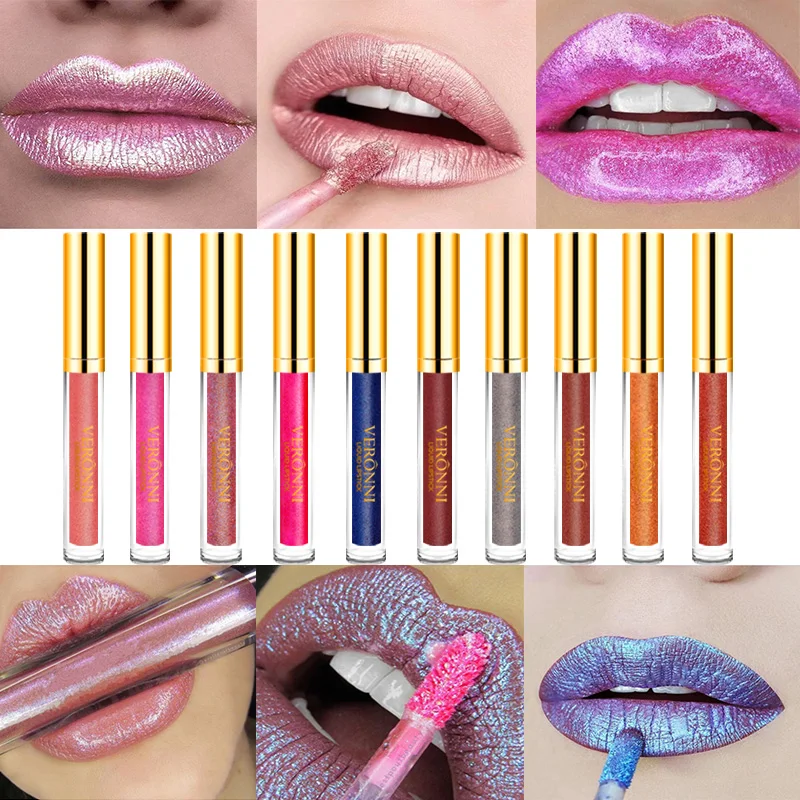 

High Quality Color Glitter Lipstick Waterproof Pigment Diamond Shine Lips Makeup Cosmetics Transforming Liquid Glitter Lipgloss