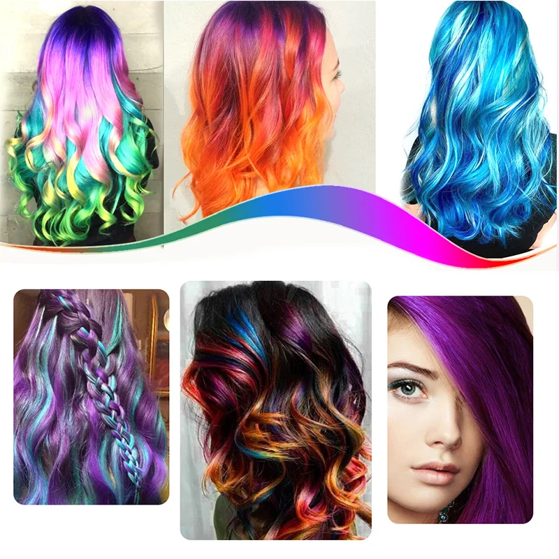 
New Product Temporary Hair Dye Chalk Set Magic Comb Easy Use Disposable Mini Hair Chalk Set Multicolor Chalk Powder 