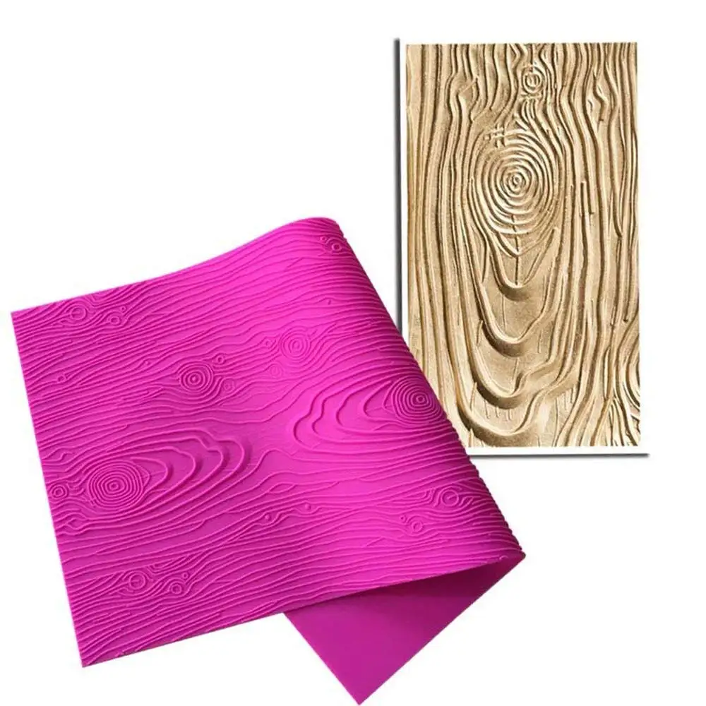 

AK Woodgrain Impression Mat Silicone Lace Mat Fondant Cake Decorating Tools for Bakery BLM-23, Pink