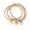fashion wholesale accessories wholesale alloy imitation gold plated plain heart charm bead love bracelet bangle for women
