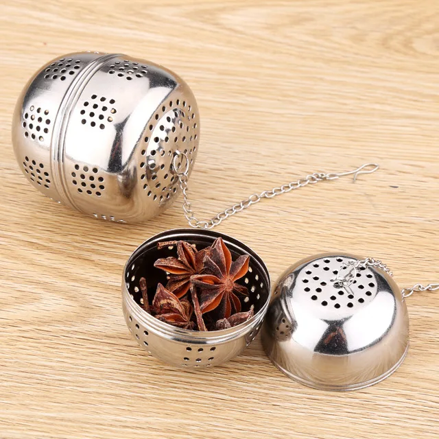 

Stainless Steel Silver Round Mesh Metal Soup Tea Ball Holder Infuser