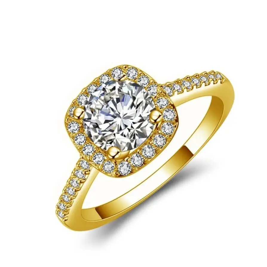 

Hot sale Classic Big Square Crystal Ring White Gold Plated AAA zircon crystal fashion rings for women Fashion Jewelry