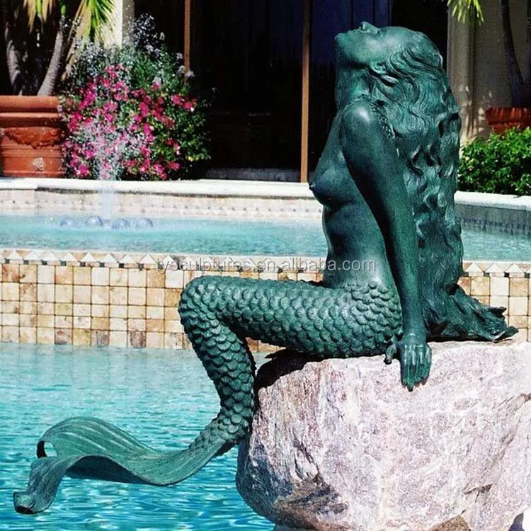 2017 New Design Art Sculpture Garden Pool Decoative Bronze Mermaid