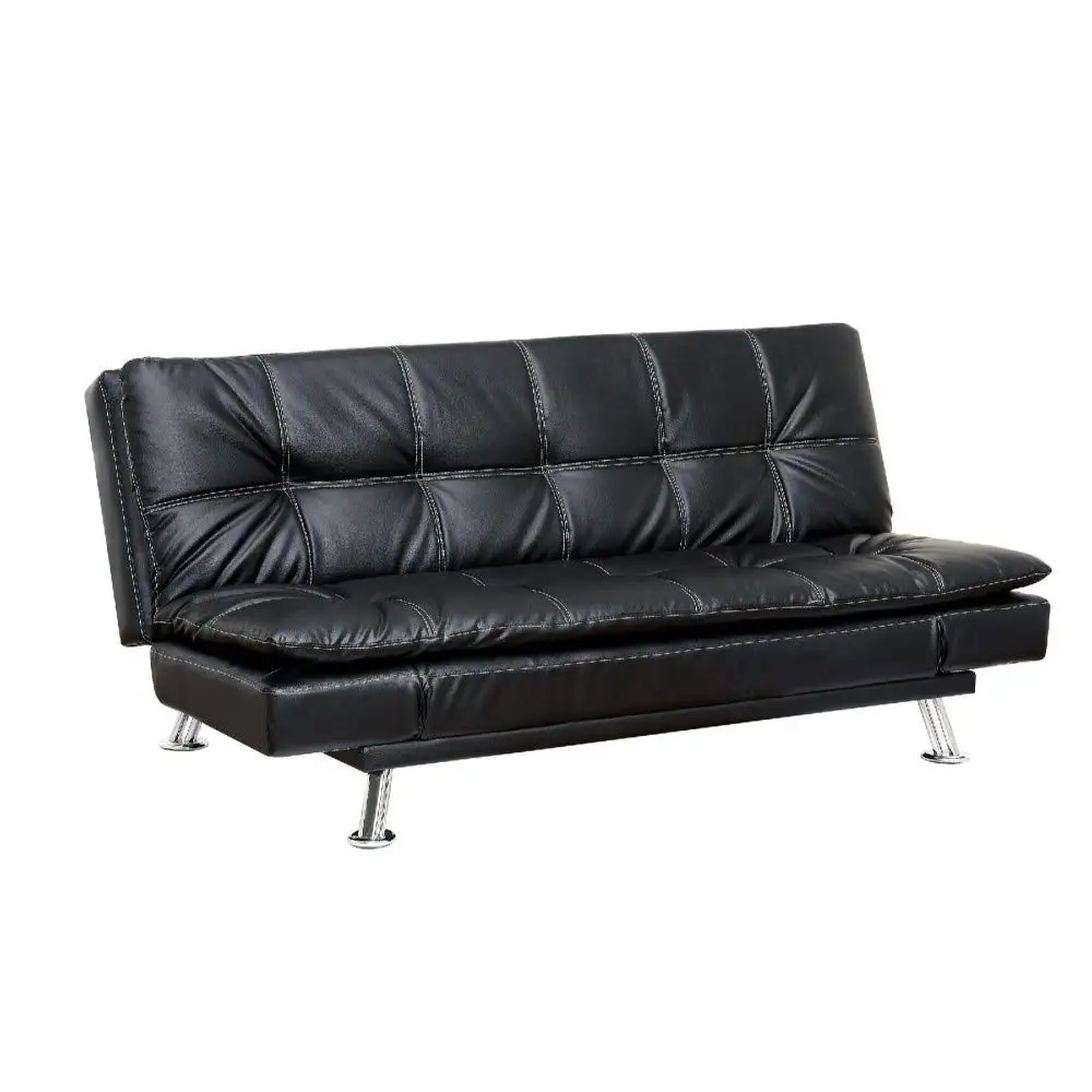 Black Leatherette Furniture of America Wilhelm Futon Sofa