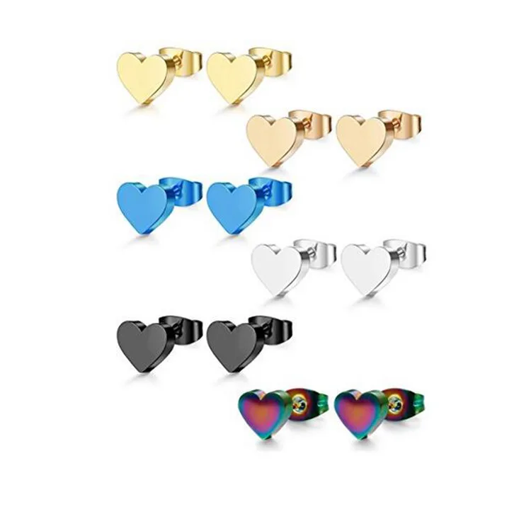 

Stainless steel bohemian jewelry women heart stud earring with custom color plated