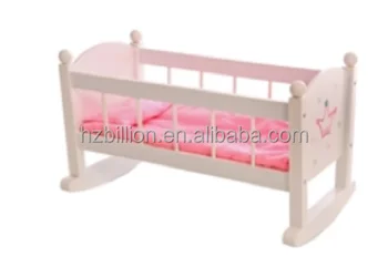 New Design Wooden Baby Doll Furniture Rocking Bed Wish Crown Doll