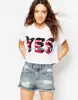 Girls fashion yes printing tank crop t shrit wholesale women's t shirt