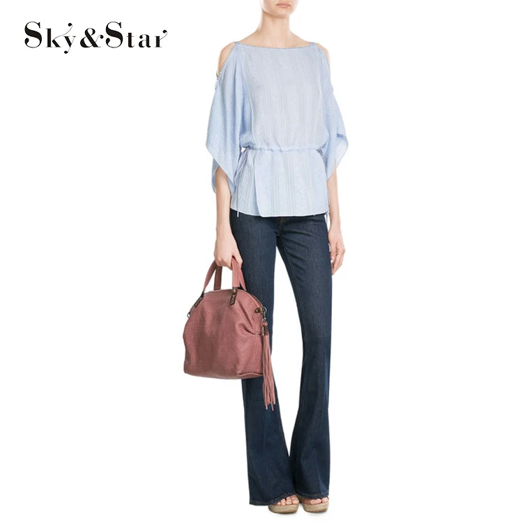 High Quality Women's Fashion Casual Tops Cuffed Sleeves Solid Women