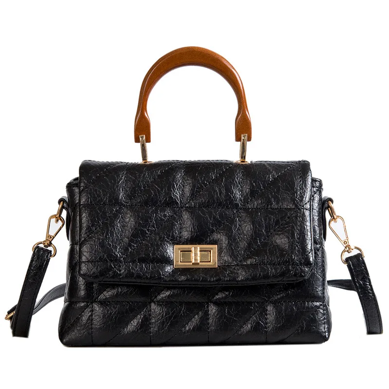 

High quality brand woman tote bag wooden handle fashion lady handbag