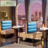 High Quality Double Designer Side Leather Upholstery Rattan Restaurant Booth Seating Sofa