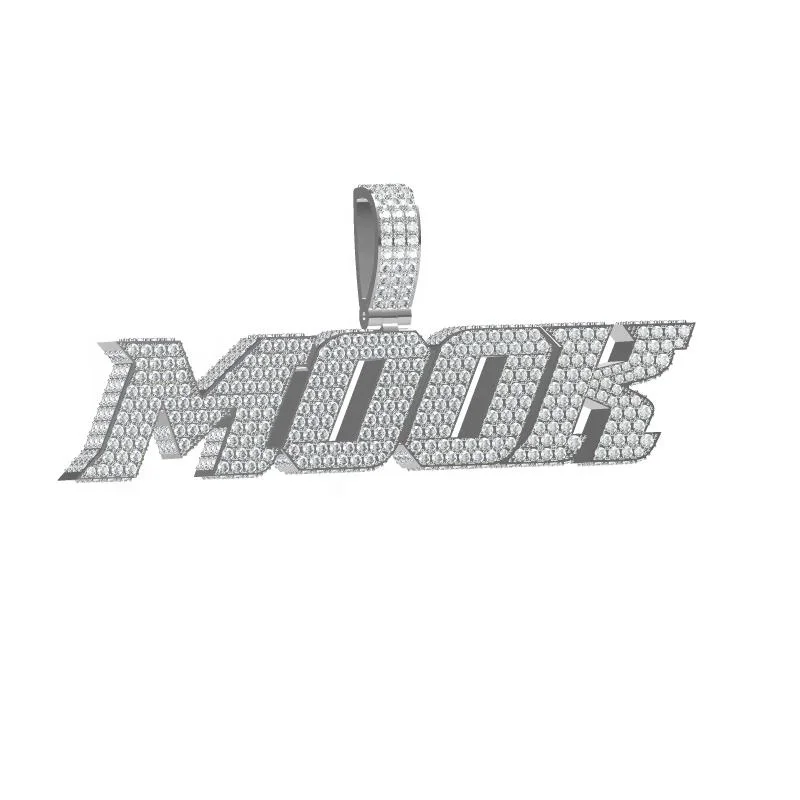 

iced out pendant necklace customize 925 silver jewelry logo letters paved bling bling cz stones, Picture