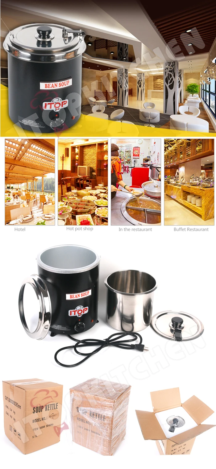 5.7l Electric Soup Warmer Kettle Restaurant Electric Buffet Soup Warmer