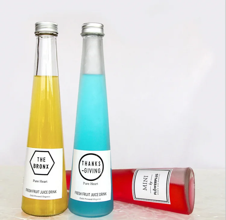 Chinese Factory Conical Flask Glass Drinking Bottle Clear Glass Packaging Bottle Milk Bottle