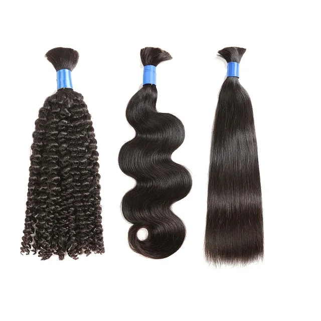 Natural Virgin Remy Cuticle Bohemian Mongolian Russian Brazilian 4C Afro Kinky Human Braiding Curly Hair Bulk No Weft