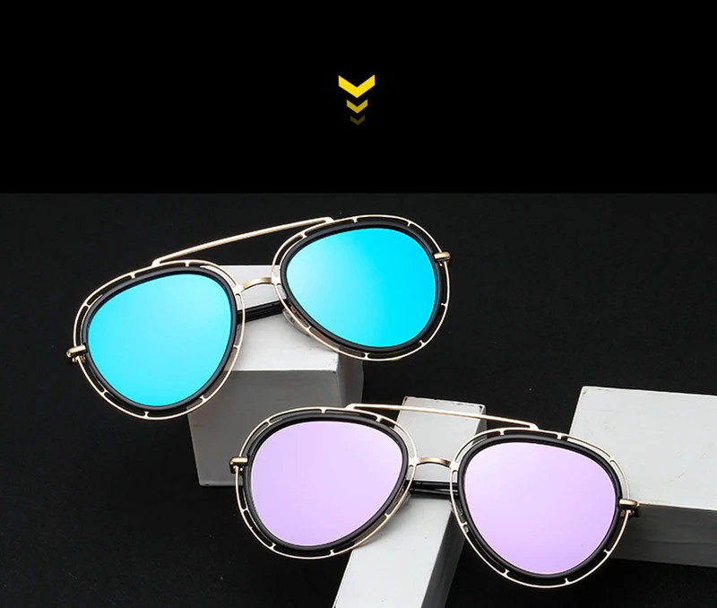 New Fashion Mirror Cutout Sunglasses Trend Retro Male Lady Shade Sun Glasses