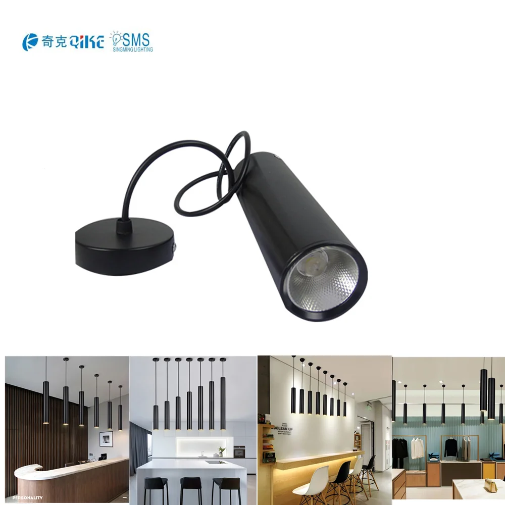 Cob Led black cylindrical long downlight bar club front desk mounted hanging wire downlight with good price