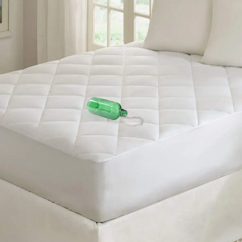 Hotel Quality Poly Cotton Stripe Quilted Mattress Pad Waterproof Quilted Mattress Cover