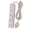 UK mains 4 gang extension sockets surge protected