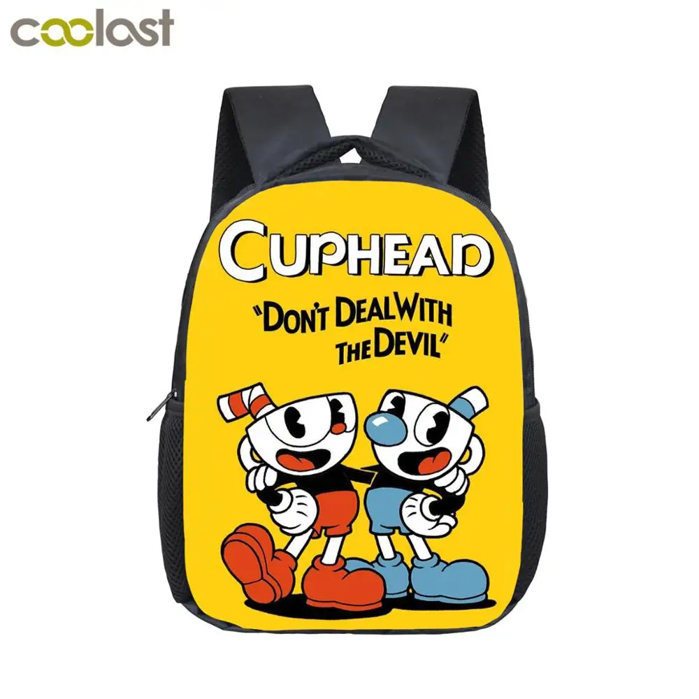 

COOLOST Cute Mini Backpack Cuphead School Bag for Girls Boys 12 Inch Satchel Kids Bookbag Cartoon Mochila, Black