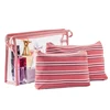 Fashion Style and Striped Pattern 3pcs Set Cosmetic Bag Wholesale Travel Organizer Storage Woman Cosmetic Bags