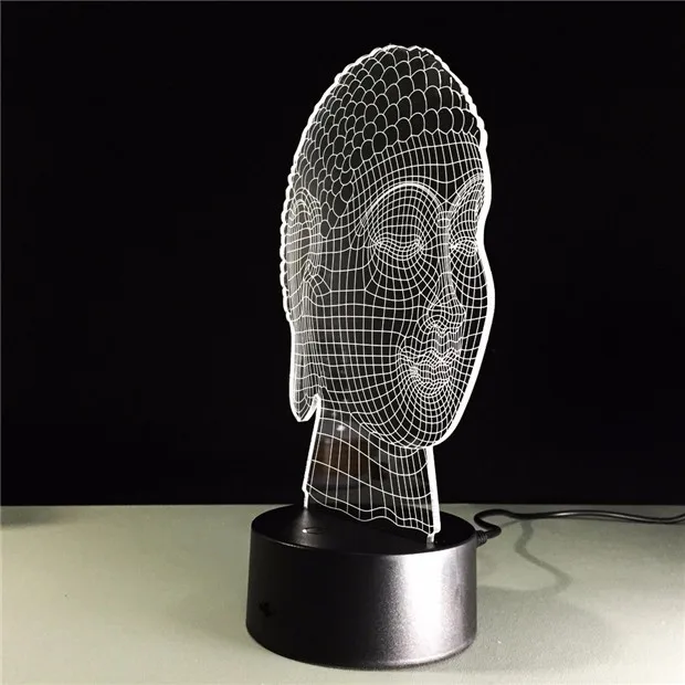 Buddha Lamp Buddhism 3D LED Light USB Color Night Light Decoration Innovation Christmas Gift for Good Luck